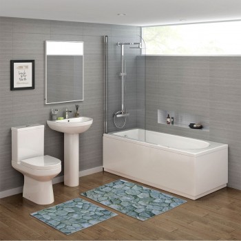 2'Lİ BANYO PASPAS TAKIMI ÖZEL BASKI TAŞ DESENLİ