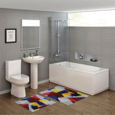 2'Lİ BANYO PASPAS TAKIMI ÖZEL BASKI RENKLİ DESEN