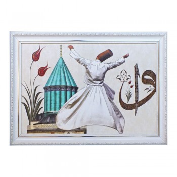 TUVAL ÜZERİ BASKI SEMAZEN MEVLANA TABLO