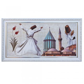 TUVAL ÜZERİ BASKI SEMAZEN MEVLANA TABLO