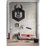 Random Line  Frame Deer Desenli Özel Kesimli Dekoratif Metal Tablo