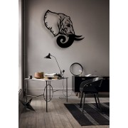 Beautiful Elephant Head Desenli Özel Kesimli Dekoratif Metal Tablo