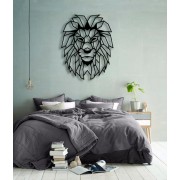 Geometric Lion Desenli Özel Kesimli Dekoratif Metal Tablo