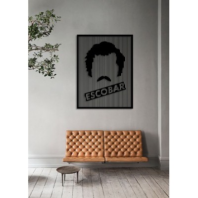 Line Art Pablo Escobar Desenli Dekoratif Metal Tablo