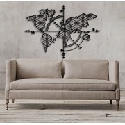 Detailed World Map Desenli Özel Kesimli Dekoratif Metal Tablo