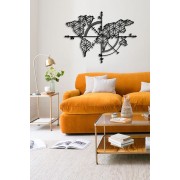 Detailed World Map Desenli Özel Kesimli Dekoratif Metal Tablo