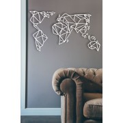 Geometric World Map Desenli Özel Kesimli Dekoratif Metal Tablo
