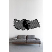 Türkiye ve Atatürk Harita Desenli Özel Kesimli Dekoratif Metal Tablo