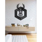 Random Line  Frame Deer Desenli Özel Kesimli Dekoratif Metal Tablo
