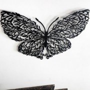Butterfly Desenli Özel Kesimli Dekoratif Metal Tablo