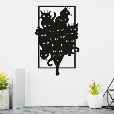 Kediler Desenli Dekoratif Metal Tablo