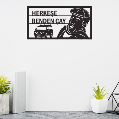 Çiçek Abbas-Herkese Benden Çay Desenli Dekoratif Metal Tablo